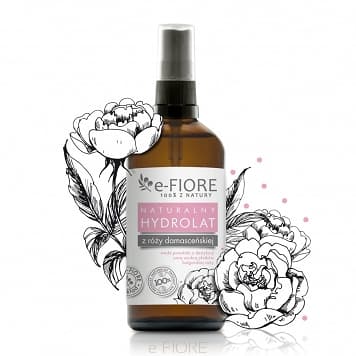 e-FIORE Damascus Rose Flower Hydrolate ilman säilöntäaineita, 100ml