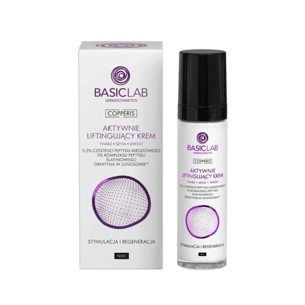 BASICLAB Aktiivisesti kohottava yövoide kasvoille, kaulalle ja dekolteelle, 50 ml