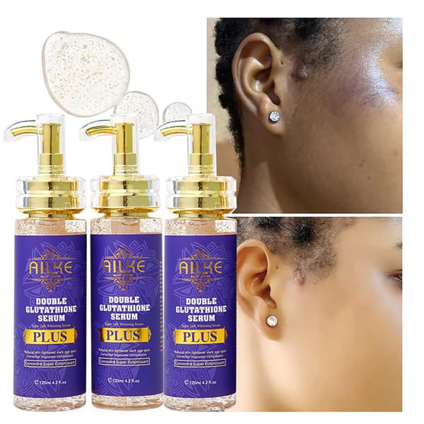 AILKE Glutathione Hudplejesæt, 3 Flasker Lotion, Mørkeplet Korrigerer,3 Flaske Serum