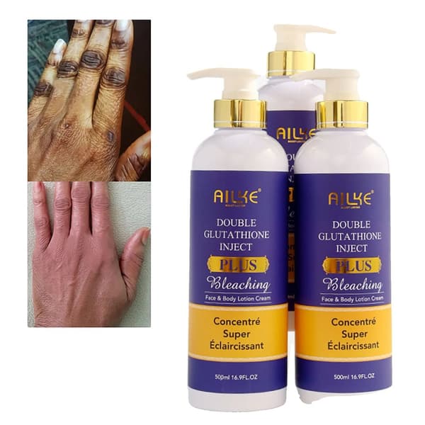 AILKE Glutation Hudvårdskit, 24K Blekande Serum, Fuktgivande Kroppslotion,3 Flaska Lotion