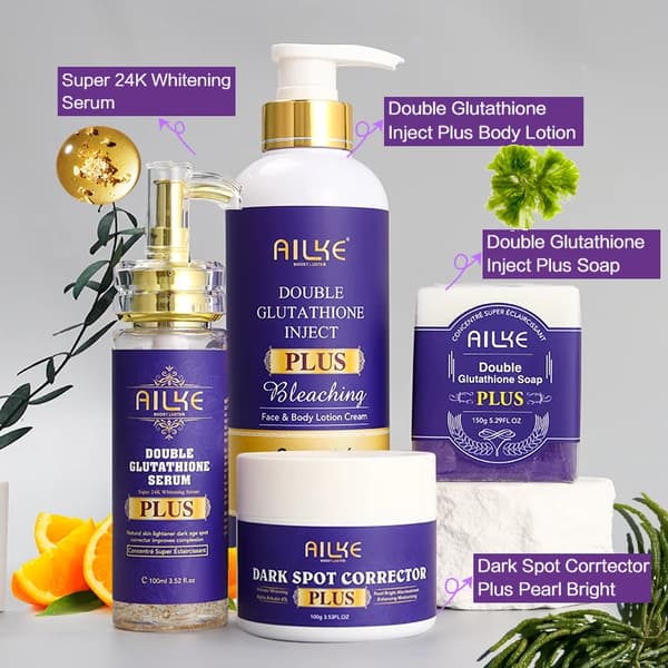 Lysnende Serum, Dobbelt Glutathion, Blegende Effekt,Pakke med 4