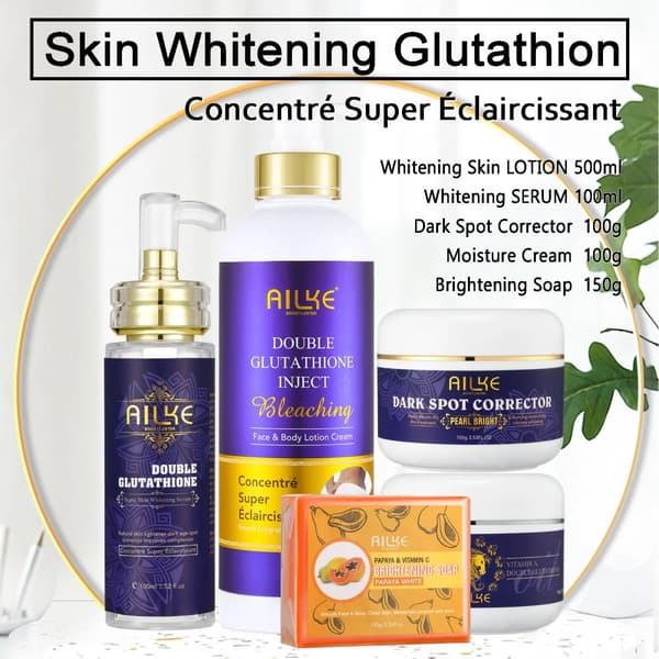 Skin Whitening Glutathione Sæt, Fugtgivende Creme, Mørkeplet Korrigerer,5 i 1 sæt
