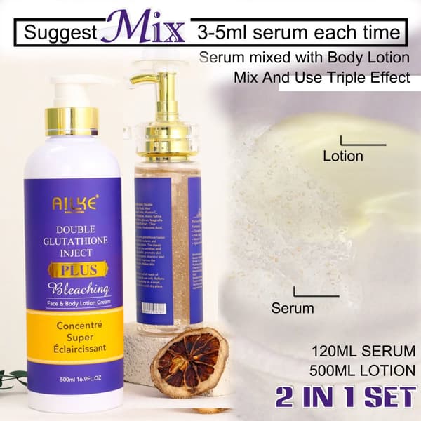 Hvidnende Kropslotion, 500ml, Beriget med Glutathion,Lotion og Seum