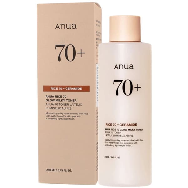 ANUA Rice 70 Glow Milky Toner, 250 ml - fuktgivande och ljusare ansiktsvatten