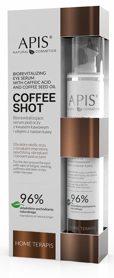 Apis COFFEE SHOT Etusivu terApis Biorevitalisoiva silmänympärysseerumi kahvihapolla ja kahvinsiemenöljyllä 10 ml /8635