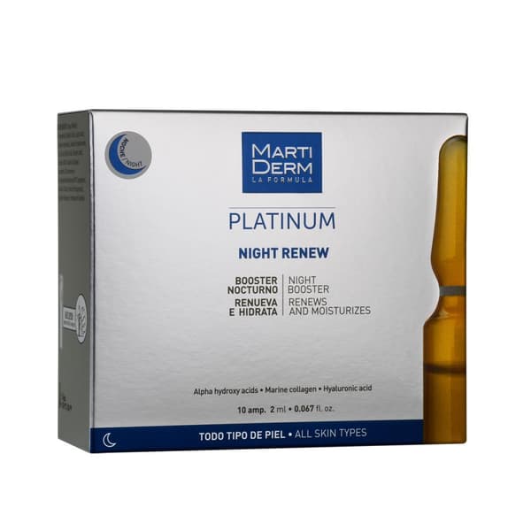 MartiDerm Platinum Night Renew, anti-aging nat booster i ampuller 10x 2ml