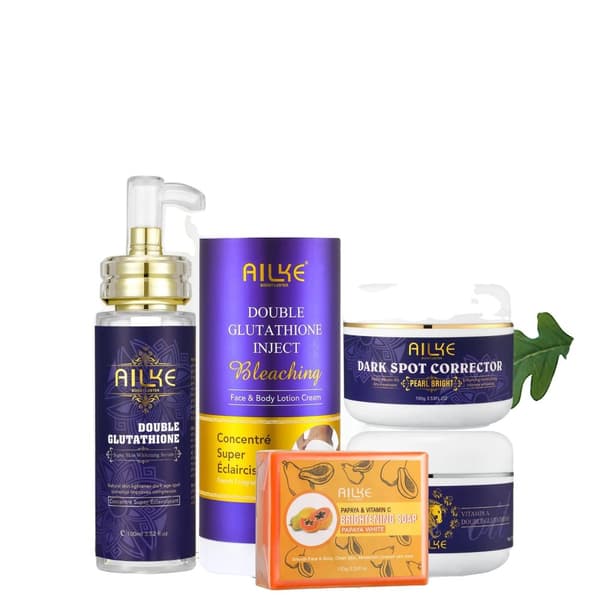 Double Glutathione Blegningssæt, 500ml Lotion, 100ml Serum,5 i 1 sæt