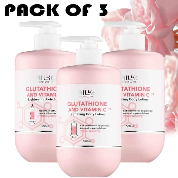 Ljusande kroppslotion, 500 ml volym, Glutation & Vitamin C,3-pack lotion