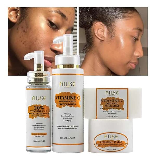 Vitamin C Hudvårdsset, Upplysande Serum, Blekande Essenslotion,4 i 1 set