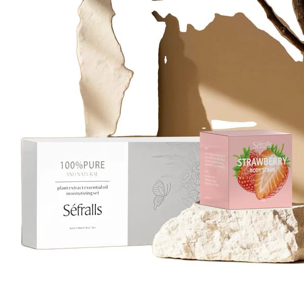 Séfralls hudvårdssats, naturliga ansiktsoljor, exfolierande jordgubbsskrubb för kroppen,6 St