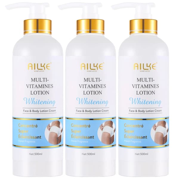 AILKE Multi-Vitamin Hudvårdset, Blekande Formel, Fuktgivande Fördelar,3 Flaska Lotion