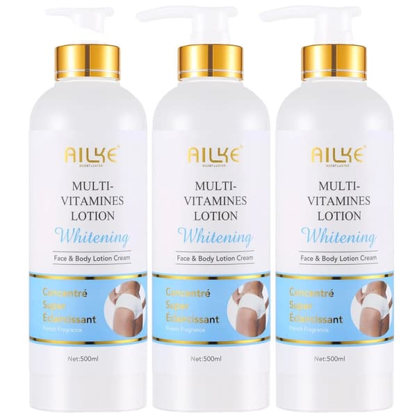 AILKE Multi-Vitamin Hudvårdset, Blekande Formel, Fuktgivande Fördelar,3 Flaska Lotion
