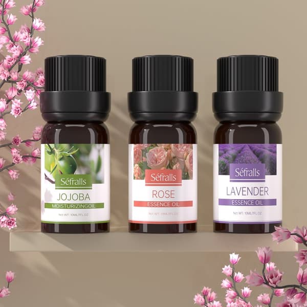 Kasvoöljysetti, Luonnolliset Ainesosat, Kosteuttavat Ominaisuudet, Sopii Kaikille Ihotyypeille,10ml 3kpl setti, Jojoba ruusu laventeli, Beige