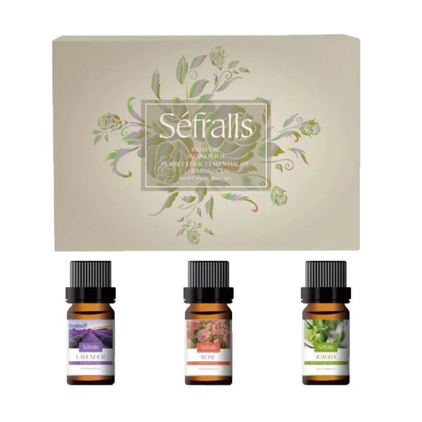 Kasvoöljysetti, Luonnolliset Ainesosat, Kosteuttavat Ominaisuudet, Sopii Kaikille Ihotyypeille,10ml 3kpl setti, Jojoba ruusu laventeli, Beige
