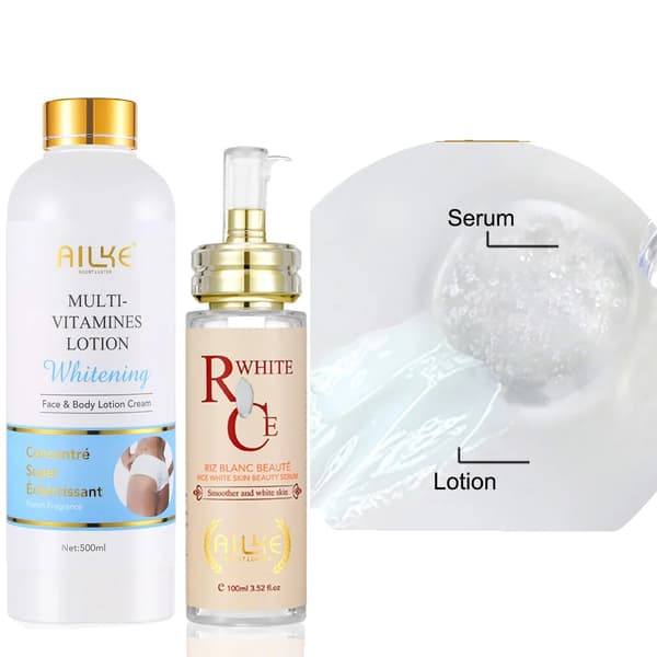 AILKE Whitening Body Lotion Set, Hydrerande Multivitaminlotion, Mörka Fläckar Korrigerare,2 i 1 set