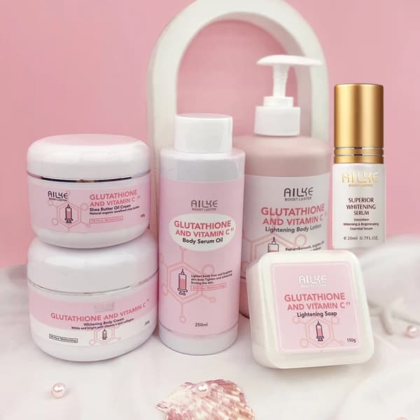Glutathion & Vitamin C Kit, Hvidgørende Lotion, Fugtgivende Creme, 6 i 1 sæt