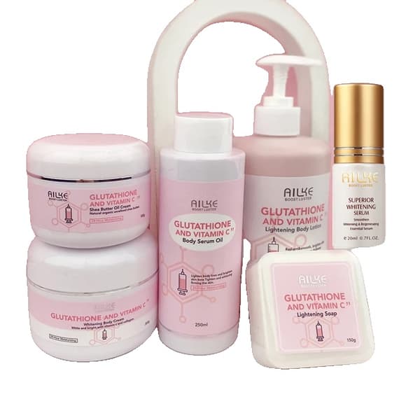 Glutathion & Vitamin C Kit, Hvidgørende Lotion, Fugtgivende Creme, 6 i 1 sæt