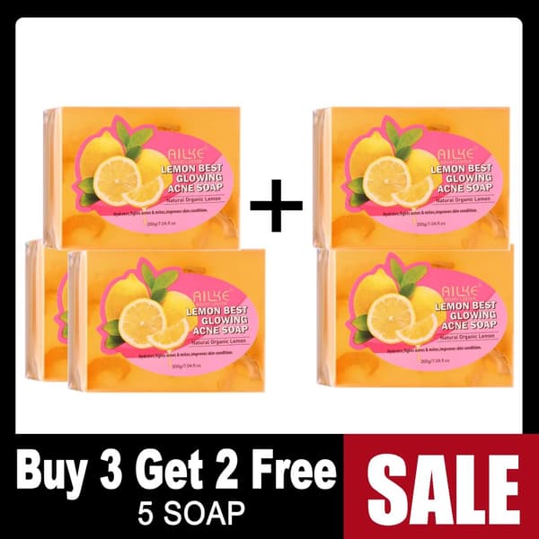 Citron Acne Sæbe, Reducerer Mørke Pletter, Fugter Huden, Økologiske Ingredienser,Køb 3 og få 2 gratis