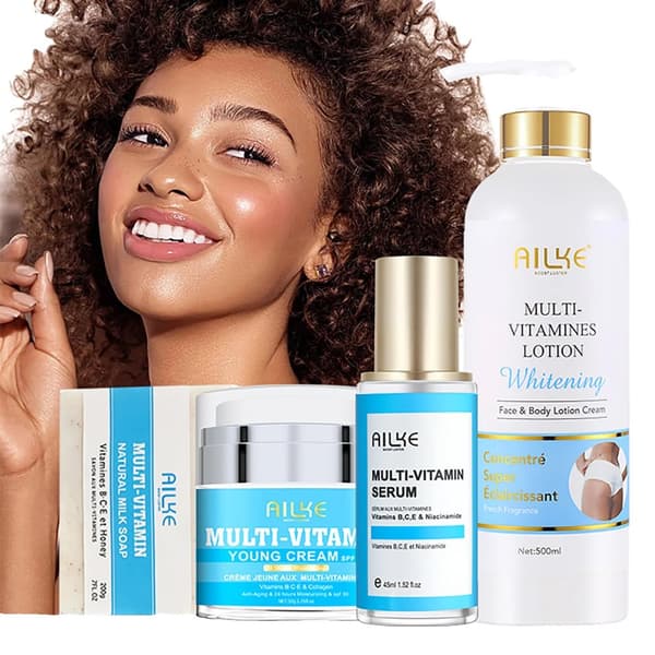 Ailke Multi-Vitamin Hudplejesæt, Blegende Fordele, Anti-Alders Egenskaber,4 i 1 sæt