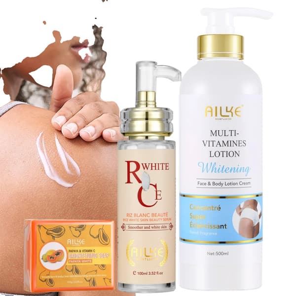 Hvidnende Body Lotion, Fugtighedsgivende Formel, Fjernelse af Mørke Pletter,3 i 1 sæt
