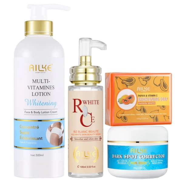 Hvidnende Body Lotion, Fugtighedsgivende Formel, Fjernelse af Mørke Pletter,4 i 1 sæt