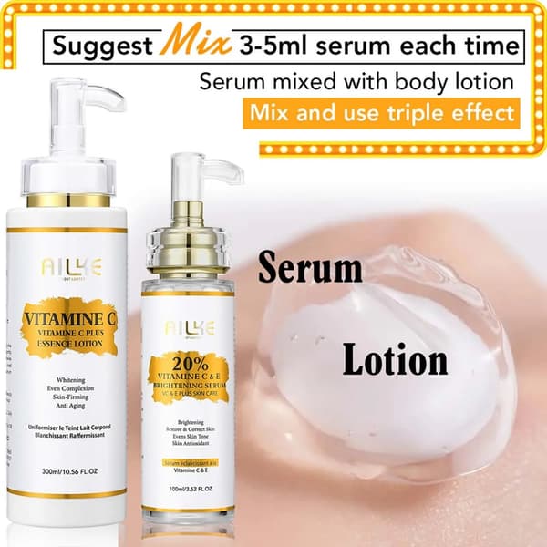 Vitamin C Ljusnande Kräm, Ekologiska Ingredienser, Anti-Aging Fördelar,2 i 1-set