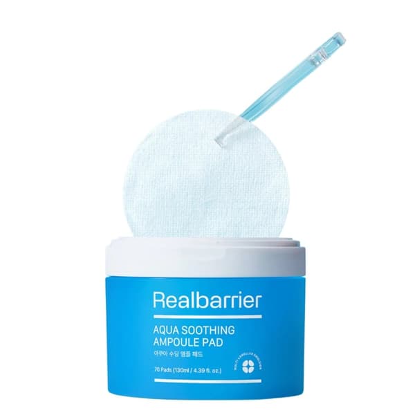 Real Barrier Aqua Soothing Ampoule Pad 70 kpl - kosteuttavat kasvolaput