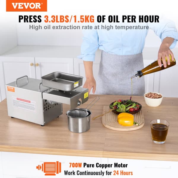 Elektrisk Oliepressemaskine, 700W Effekt, Effektiv Varmpresning, Intelligent Temperaturkontrol