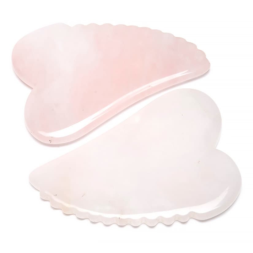 Rosenkvarts Gua sha, lymfdränerande massagesten "hjärta"