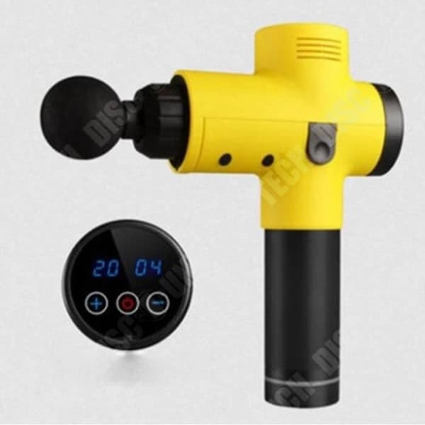 TEKNISK RABATT Muskelmassagepistol - Gul - Slagmassage - Anpassade massagehuvuden