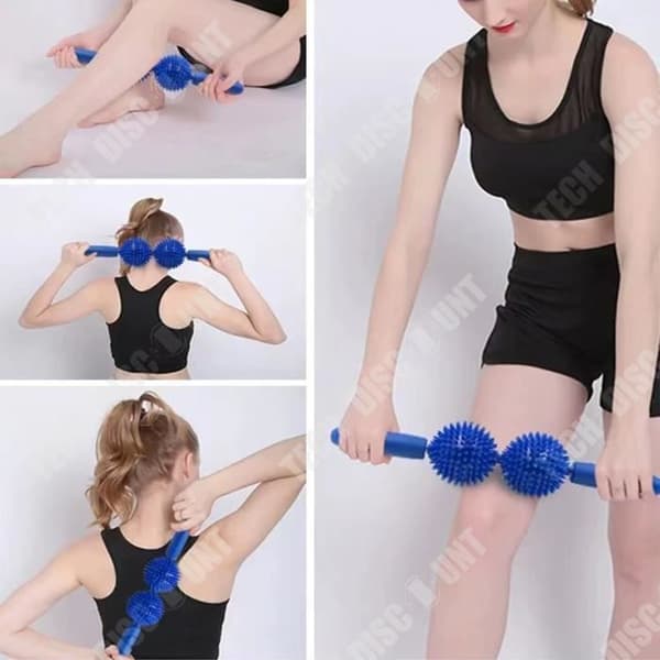TD® Mass Muscle Avslappning Yoga Meridian Slim Kalv Massage Stick Roller Double Ball Igelkott Fascia Massage Stick