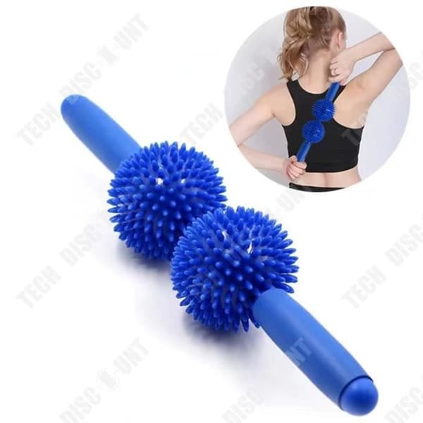 TD® Mass Muscle Avslappning Yoga Meridian Slim Kalv Massage Stick Roller Double Ball Igelkott Fascia Massage Stick