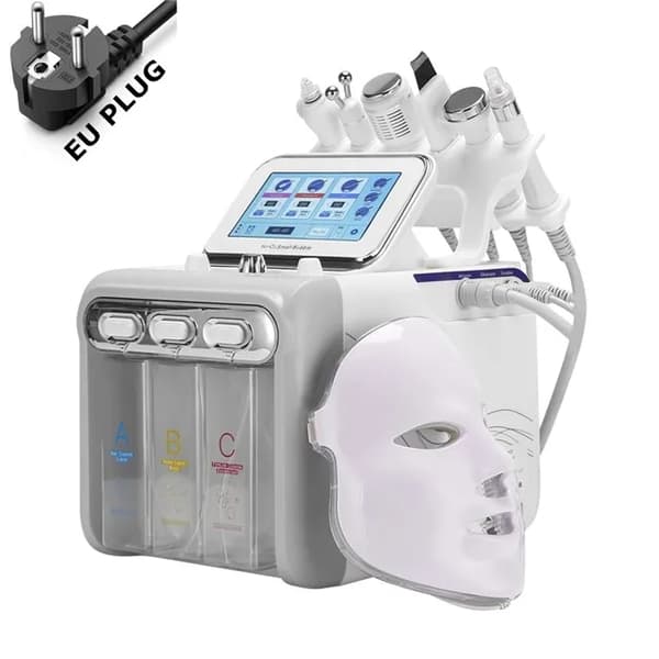 Vatten Dermabrasionsmaskin, 7 Funktioner, LED Ljusterapi,EU PLUG (220-240V)