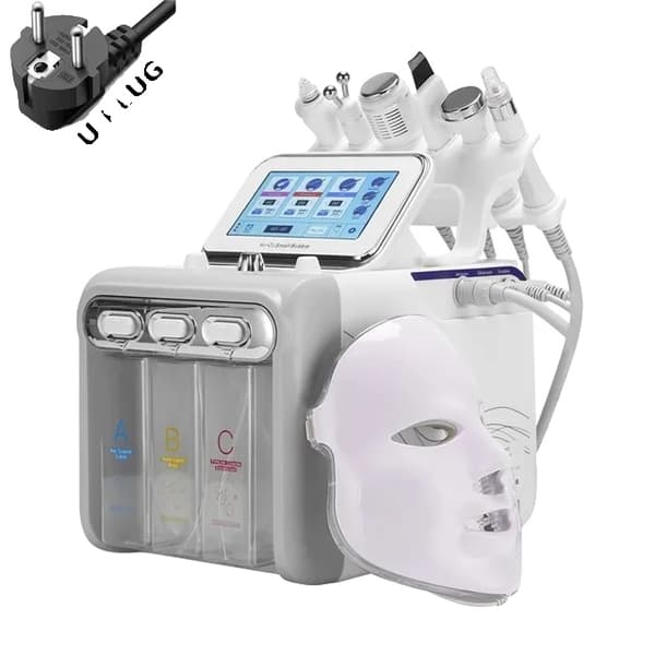 Vatten Dermabrasionsmaskin, 7 Funktioner, LED Ljusterapi,EU PLUG (220-240V)