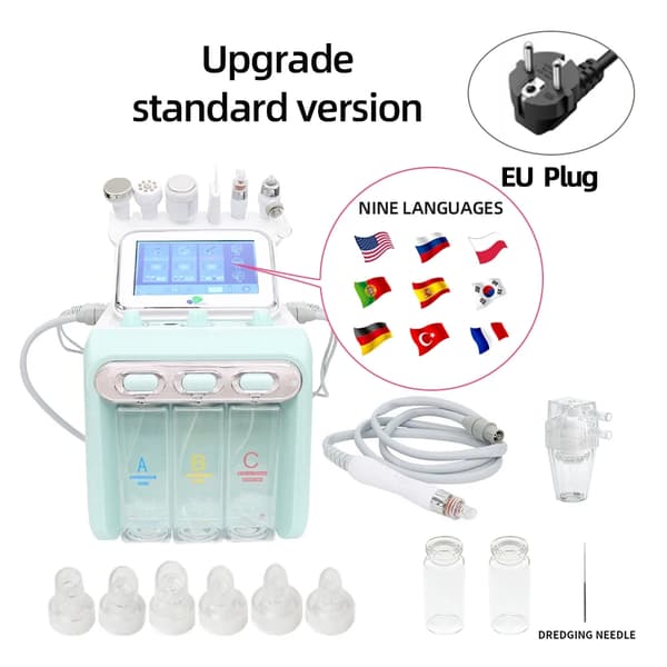 Hydrodermabrasionsmaskin, 6-i-1 hudbehandling, syreinsprutningsteknik,6IN1 EU