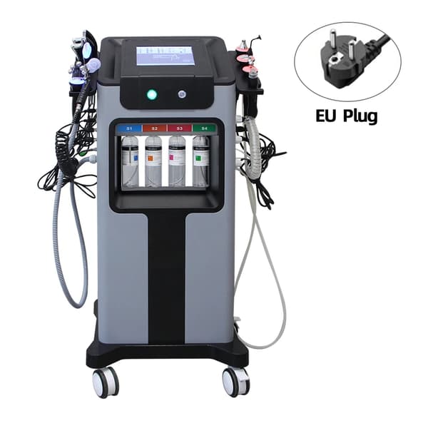 Hydrodermabrasion-kone, ihon nuorentaminen, ultraäänipuhdistus,EU PLUG in Finnish is "EU-pistoke".