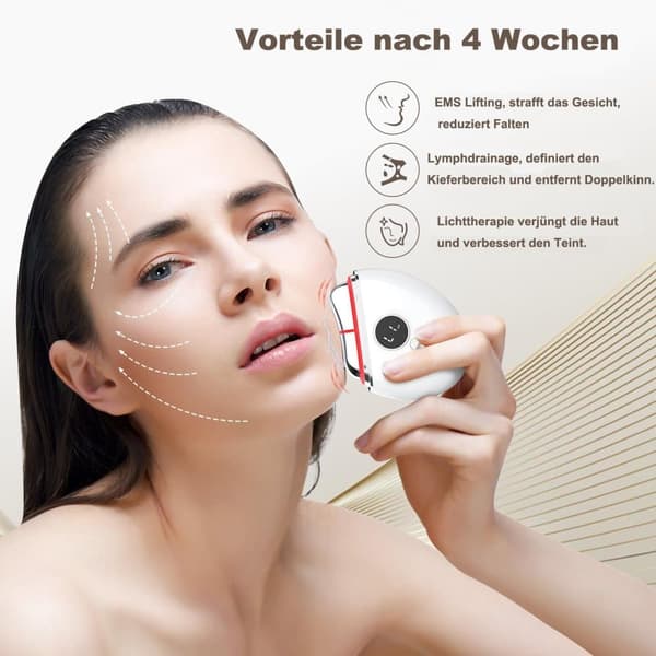 EMS Gua Sha Ansigtsmassageapparat, Vibration & Varme, Anti-Rynker, Rød/Blå/Grønt Lys
