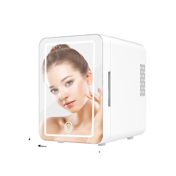 Makeup Køleskab, 4L Kapacitet, LED Lys Spejl,HVID, EU