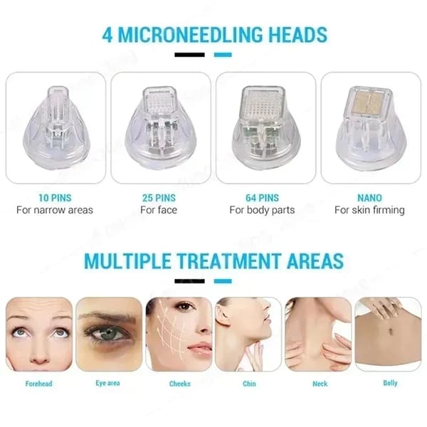 Professionell microneedling-enhet, flera microneedlehuvuden, hållbar metallkonstruktion,50 tillbehör