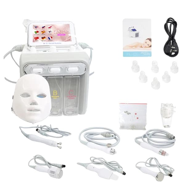 Hydro Bio-lifting Ansiktsmaskin, 7 i 1 multifunktionsmaskin, 7 tum skärm, 1.1MHZ ultraljudsfrekvens,9 Språkstandard, EU
