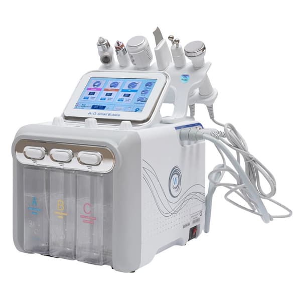 6-i-1 Hydro Facial-enhet, 7-tums LED-skärm, kraftfull 80W motor,VIT