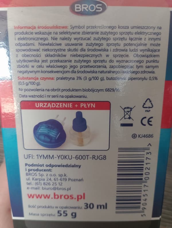 Elektrisk fumigator til fluer, myg og myrer 3 i 1 30 ml