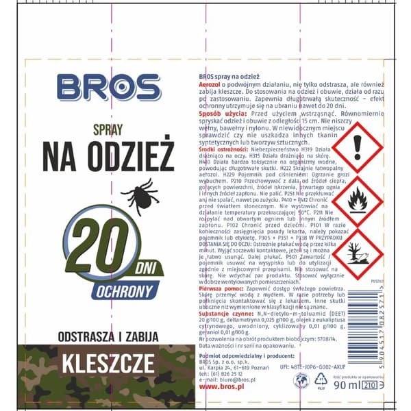 Spray til tøj mod flåter 90 ml