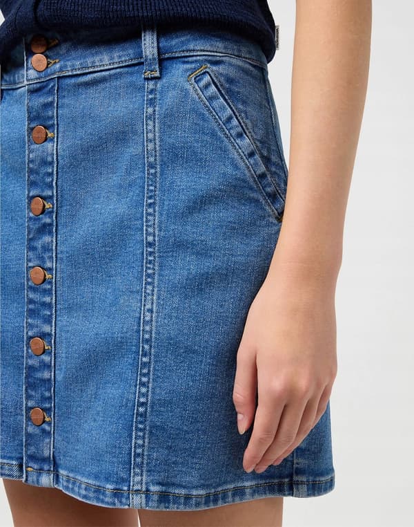 Wrangler JEANSKJOL MINIKJOL KORT JEANSKJOL MED ÖPPNING FRAM M