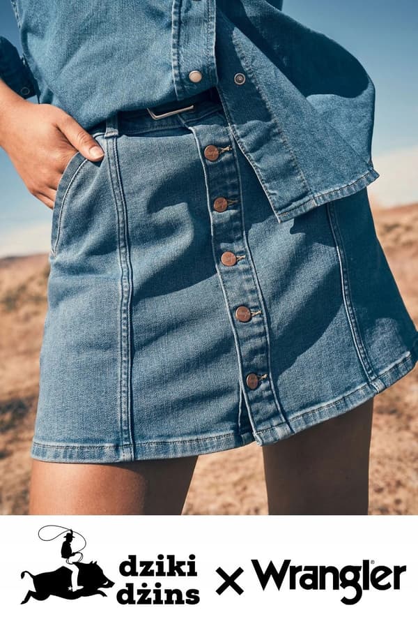 Wrangler DENIM MINI NEDERDEL KORT DENIM NEDERDEL MED ÅBNING FORAN S