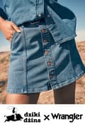Miniatyrbillede 8 af 8: Wrangler DENIM MINI NEDERDEL KORT DENIM NEDERDEL MED ÅBNING FORAN S