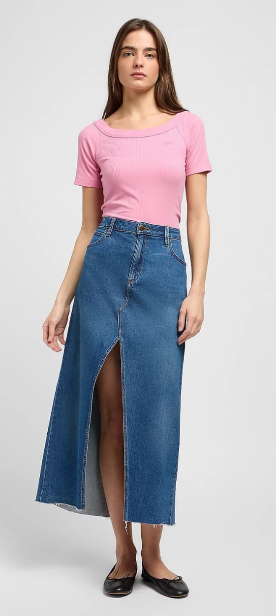 Lee MAXI SKIRT Waterfall LONG DENIM SKIRT ETURAUHO W27