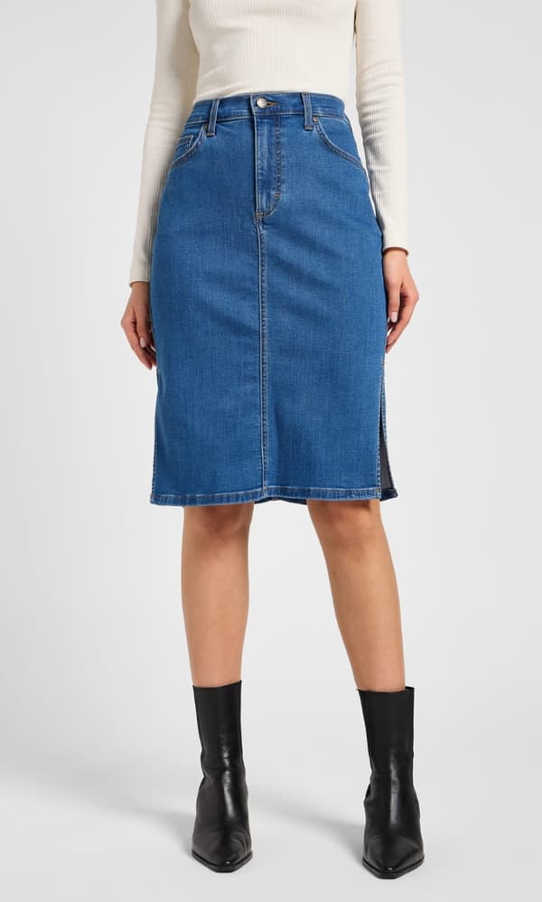 Lee SKIRT SLIM Calming Farkkuhame, sivuilla uurrettu, sininen, farkut, W30