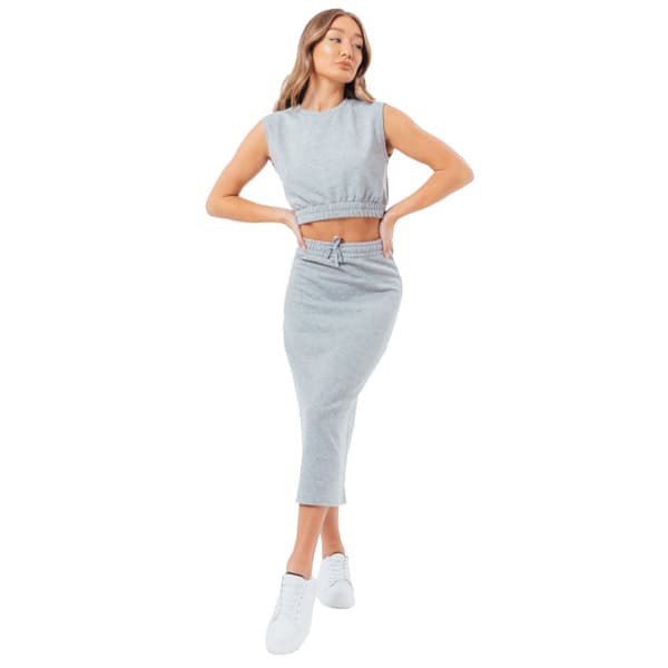 Justhype Sweat Midi Skirt Loungewear Set LABON007, Kvinde, Nederdel, Grå