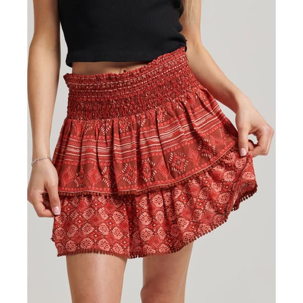 Superdry Nederdel Vintage Tiered Mini Rød M Kvinde
